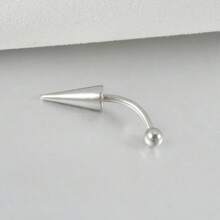 1 Pc Stainless Steel Spike Eyebrow Piercing Jewelry, Curved Barbell Vertical Labret Lip Rings, Spike Tragus Helix Earrings Rook Nose Bridge Rings For Women Men