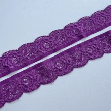 全新5米柔軟彈性蕾絲邊,空心設計,寬度2.5厘米,紫色,適用於diy服裝、裙子、內衣裝飾 - 紫色 - 查看 4