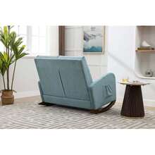 Rocking Chair Upholstered Mid Century Modern Rocker Oversized Wingback Armchair For Living Room