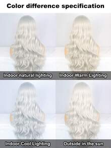 女士银灰色合成蕾丝前假发 13*3*1 T 型部分高清透明蕾丝前假发 30 英寸超长波浪合成蕾丝前假发 蓬松身体波浪蕾丝前假发 自然预拔完美发际线 高清蕾丝假发 中分造型 无胶耐热替换假发 高温优质合成纤维假发 日常角色扮演假发 节日万圣节感恩节圣诞节派对假发和 1 件假发帽 - 銀色 - 查看 8