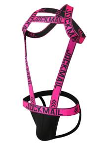 JOCKMAIL Men's Jockstrap & Briefs Combination, Sexy Athletic Underwear With Shoulder Straps - Pink - View 2