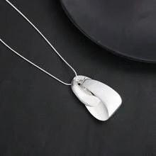 HaiDiLa 1入時尚法式假期風格幾何扭曲&橢圓設計長骨鏈項鍊,適合日常,假期和派對 - N360982 - 查看 3