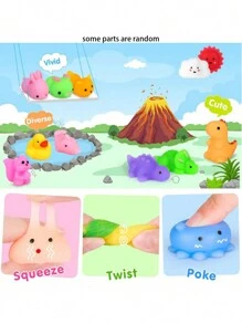 24入組麻糬軟玩具派對禮物卡哇伊迷你壓扁動物散裝課堂獎品減壓玩具聖誕襪填充物復活節彩蛋填充物生日禮物，隨機 - 彩色 - 查看 2