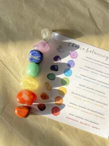 1 Set Healing Crystal Tumbled Stones Gypsum Thin Section Seven Chakra Healing Stone Kit Meditation Stones Home Decoration Christmas Gift