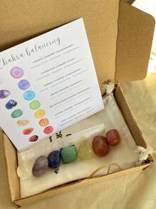 1 Set Healing Crystal Tumbled Stones Gypsum Thin Section Seven Chakra Healing Stone Kit Meditation Stones Home Decoration Christmas Gift