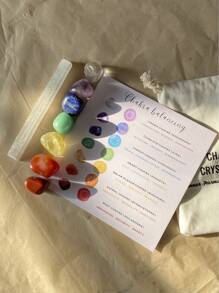 1 Set Healing Crystal Tumbled Stones Gypsum Thin Section Seven Chakra Healing Stone Kit Meditation Stones Home Decoration Christmas Gift