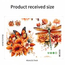 1入組美麗的花朵、蝴蝶、蜻蜓組合廁所貼花 - 彩色 - 查看 2