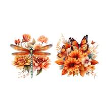 1入組美麗的花朵、蝴蝶、蜻蜓組合廁所貼花 - 彩色 - 查看 7