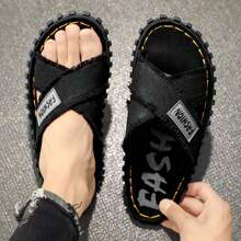 Handmade Men's Indoor And Outdoor Open Toe Sandals - Black - View 5