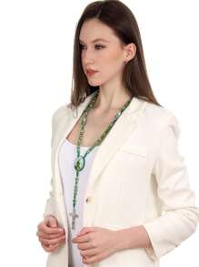 1 Stück Rosenkranz mit Heiliger Judas grünen Kristallperlen, katholische Halskette mit Kreuzanhänger, Schutz, Segen, katholischer handgemachter Schmuck, Geschenkanhänger, Auto-Anhänger, Geschenk zu Weihnachten, Halloween, Valentinstag für Männer und Frauen