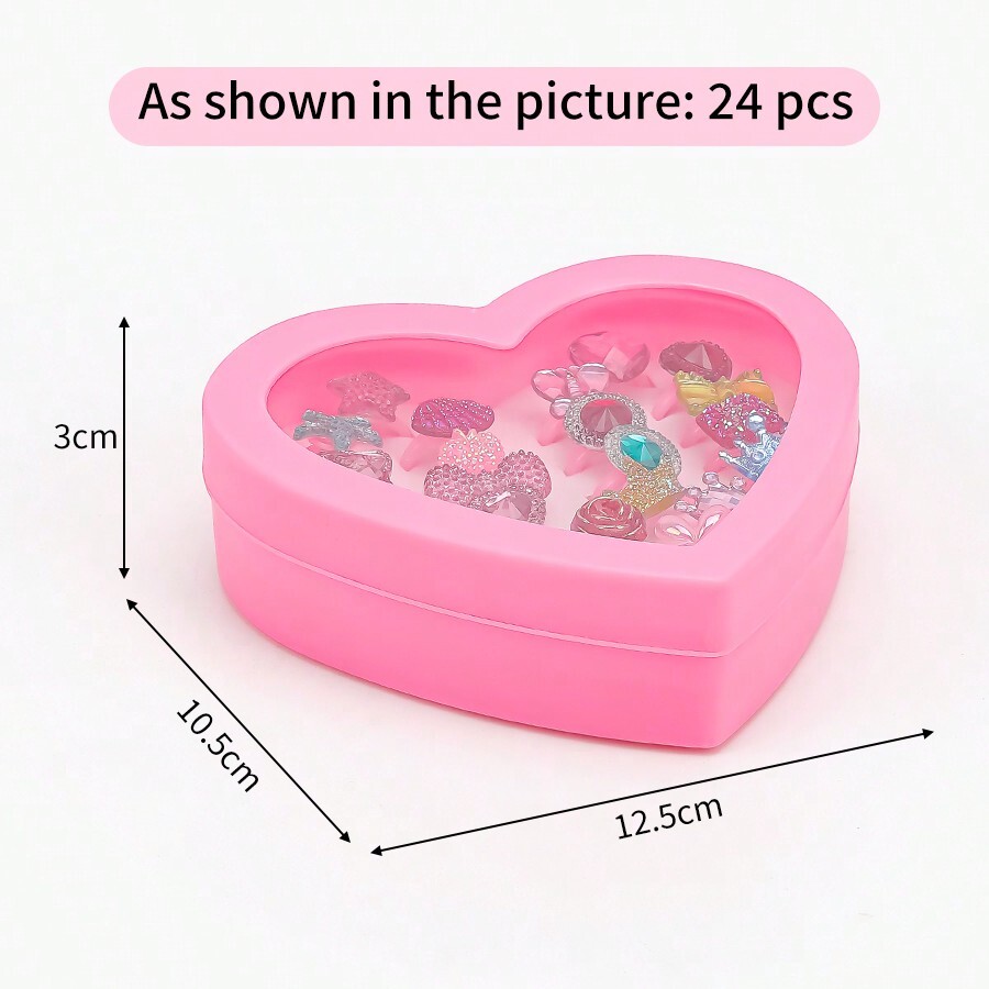 24pcs Children's Rings Set With Gemstone Decoration For Girls SHEIN USA
