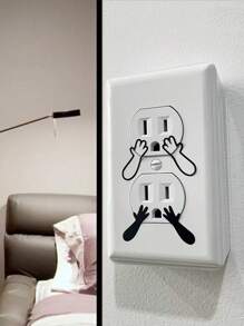 6對創意手臂和手形插座貼紙pvc有趣和可愛的插座標籤貼紙,無痕 - 黑色 - 查看 3