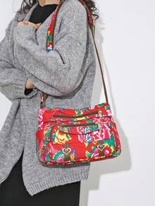 復古純色休閒肩袋,大容量多功能拉鍊斜背包,女士經典郵差袋,適用於戶外旅行和日常使用的手機錢包,時尚胸包新pu皮革斜孕婦袋和工作通勤方形手提包 - 彩色 - 查看 3