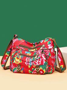 復古純色休閒肩袋,大容量多功能拉鍊斜背包,女士經典郵差袋,適用於戶外旅行和日常使用的手機錢包,時尚胸包新pu皮革斜孕婦袋和工作通勤方形手提包 - 彩色 - 查看 4