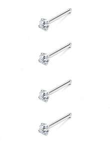 1set 4pcs Street Hip-Hop Style Stainless Steel Digital Shaped Nose Rings, Suitable For Men And Women To Wear In Daily Life Or Parties - Silver - View 13