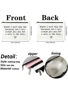 1 Pc Thinking Of You Gift Maybe I Can't Stop The Downpour Tough Times Gift Cosmetic Bag Positive Quote Makeup Bag Friend Going Through A Tough Time Care Package Case Gift For Her - White - View 2