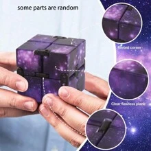 Infinity Cube Fidget 玩具、galaxy Space Fidget Cube 玩具、緩解壓力的 Fidget 積木、消磨時間 Fidget Cube - 紫色 - 查看 2