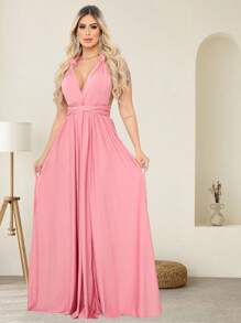 Women Dresses - 乾枯玫瑰色 - 查看 4