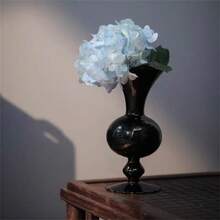 1pc Simple Vintage Black Glass Flower Vase - Black - View 4