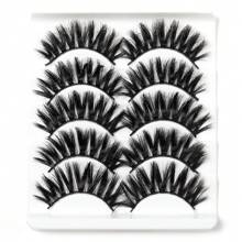 1 盒 5 對粗捲多層簇狀假睫毛,歐美風格,長度約 18 毫米,大 V 形,適合舞台化妝、夜店 - 濃密款 - 查看 2