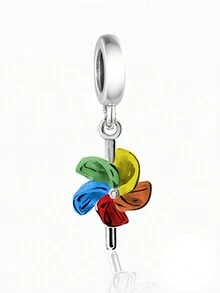 HuooNew 1pc Minimalist 925 Sterling Silver Windmill Pendant Bead Diy Commemorative Unisex Children Birthday Gift - Q3246 - View 1