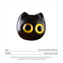 黑檀木雕刻卡通大眼可愛的貓頭diy珠寶項鍊吊墜配件,鑰匙扣,袋子,車內掛飾,裝飾用品 - 藍眼睛貓貓 - 查看 2