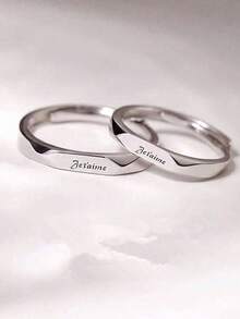 1對高級個性化情侶戒指套裝,不尋常的設計十分適合作為情人節禮物 - 銀色 - 查看 2