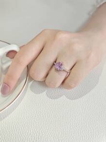 MOONSO 2023 Heart Shape Pink Silver Color Cute Fashion Big Size Promise Ring For Women Girl Party Gift Finger Free Shipping Items Korean R1707