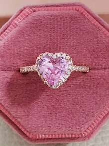 MOONSO 2023 Heart Shape Pink Silver Color Cute Fashion Big Size Promise Ring For Women Girl Party Gift Finger Free Shipping Items Korean R1707