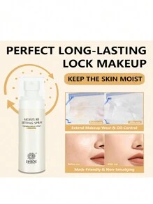 BensonKemar 2pcs/Set Travel Size Makeup Fixing Spray & Cleansing Mousse, Gifts, Waterproof, Sweatproof, Moisturizing, Gentle Facial Cleanser - Apricot - View 3