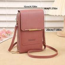 Women's Wallet Touch Screen Phone Bag Mini Crossbody Bag Multifunctional Fashion Wallet With Card Slots, Standing Wallet Phone Pouch - Dusty Pink - View 3