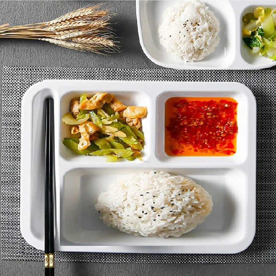 10 Bandejas Grande Restaurante Hotel Prato 4 Divisórias - Branco - Visão 1