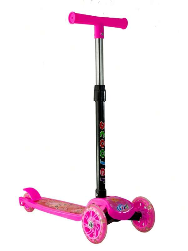 Scooter para Niños Niñas 3 Ruedas con Luces LED, Plegable Scooter de Aire Libre