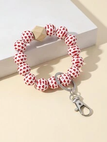 情人节新品可爱钥匙扣和手链 DIY 手工木珠手链钥匙扣套装 1 件木制爱心唇形钥匙扣创意礼物，适合情侣和朋友庆祝节日和周年纪念日，也是送给女朋友和节日礼物的理想创意礼物。适合作为手机、汽车钥匙和其他物品的配件 - 彩色 - 查看 2