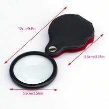 1pc Mini Folding Magnifying Glass Pocket Keychain Magnifier For Reading Books, Newspapers - Black - View 3