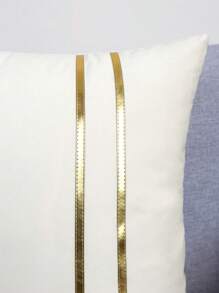 1PC Metallic Detail Cushion Cover Without Filler, Simple Throw Pillow Case, For Sofa, Living Room - White - View 8