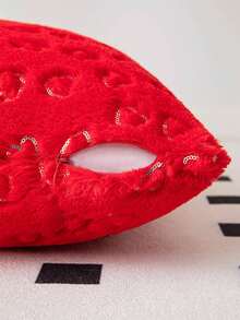 情人節毛絨閃粉紅心形枕套,1個裝 - 紅色 - 查看 4