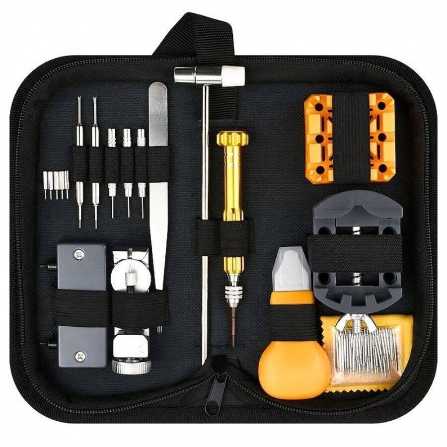 132pcs Watch Repair Tool Kit, Watch Maintenance Tool Set, Watch Band Remover And Watch Back Case Opener - Black - View 1