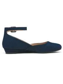 Women's Flats Round Toe V-Shaped Mouth Comfort Daily Casual Commut Low Wedge Ankle Strap Adjustable Buckle Flats Shoes For Valentine's Day - Màu xanh hải quân - Xem 9