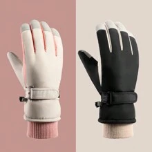 男女款滑雪手套,內裡帶熱感應屏電阻,適用於騎車、跑步、開車、健行、散步、發短信、園藝及日常活動 - 黑色 - 查看 1