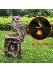 1只創意逼真的卡通動物雕像,輕奢風格的家居裝飾夜燈樹脂工藝品,適用於節日紀念禮品 - 貓頭鷹(太陽能夜光) - 查看 1