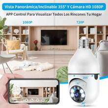 Bombilla Inteligente E27 con Cámara WiFi 2.4G, Visión Nocturna, Audio Bidireccional, Lente Gran Angular, Video en Tiempo Real, Monitoreo Remoto y Compatibilidad con Asistente de Voz, no Incluye Tarjeta SD, Almacenamiento en la Nube con Carga Adicional - Blanco - Ver 3