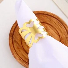 6入組簡約時尚的金屬心形餐巾環,適用於酒店、餐廳、節日、家庭晚宴派對 - 金色 - 查看 5