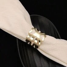 6入組簡約時尚的金屬心形餐巾環,適用於酒店、餐廳、節日、家庭晚宴派對 - 金色 - 查看 4