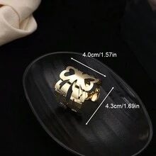 6入組簡約時尚的金屬心形餐巾環,適用於酒店、餐廳、節日、家庭晚宴派對 - 金色 - 查看 2