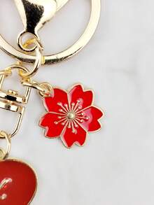 1pc Love Or Rose Shaped Keychain In Velvet Bag Packaging, Car Key Pendant For Couples Or Bags, Small Valentine'S Day Gift For Friends - Burgundy - View 6