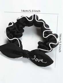 1入彈性寬頭帶，用於洗臉，蕾絲刺繡愛心頭帶，大蝴蝶結髮箍 - 黑色 - 查看 3