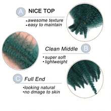 Set de 8 extensiones de cabello de ganchillo rizado afro y saltarín con efecto esponjoso para la primavera - Verde militar - Ver 3