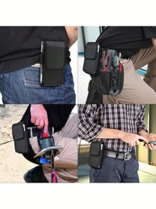 Mobile Phone Vertical Plus Case Phone Bag Belt Pocket Fanny Pack,Belt Bag,Bum Bag, Cell Phone Holder Hiking Nylon Man Valentines Gift Belt Pouch Pouch For Phone For Outdoor Waterproof  Solid Color - Black - View 3