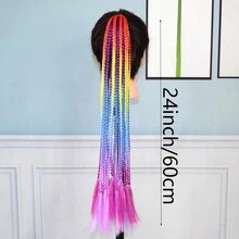 1pc Colorful Braided Ponytail Hairpiece Hair Tie For Kids - Multicolor - View 2